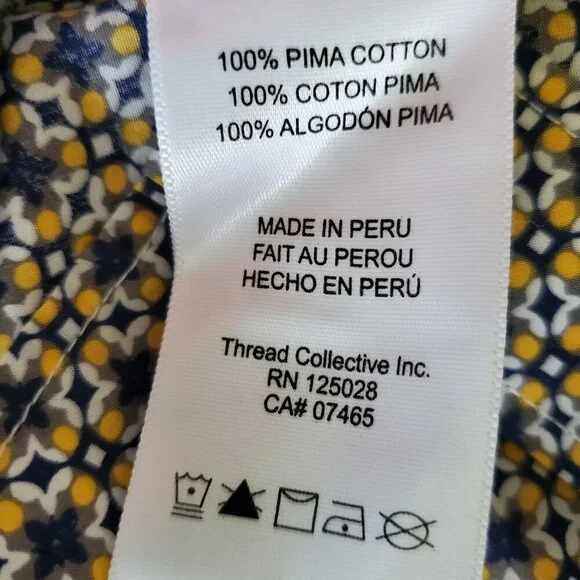 Psycho Bunny 100% Pima Cotton Geometric Printed Long Sleeve Button Down Shirt M - Picture 7 of 13